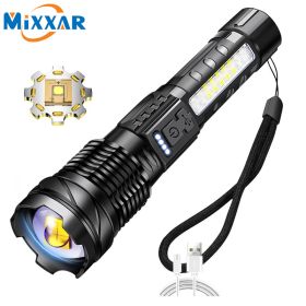 ZK20 High Strong Power Flashlights Tactical Light Emergency Spotlights Telescopic Jetbeam USB Rechargeable Outdoor Lighting (Optical Zoom: ZOOM, Emitting Color: 1500 mAh)