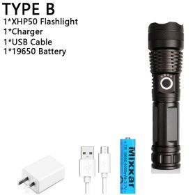 Z20 350000cd 1000 XHP90 most powerful led flashlight usb Zoom Tactical torch xhp50 18650 or 26650 Rechargeable battery handlight (Body Color: Box, Emitting Color: B-XHP50)