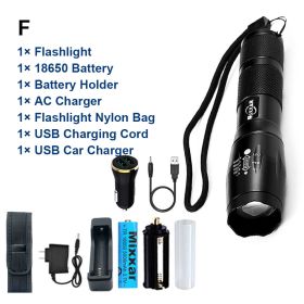 ZK40 EDC Flashlight LED Lantern Tactical LED Torch Waterproof Bicycle Light Camping L2/V6 Zoomable Use 18650 Battery (Body Color: S6 (Bright), Emitting Color: F)