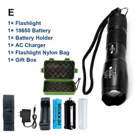 ZK40 EDC Flashlight LED Lantern Tactical LED Torch Waterproof Bicycle Light Camping L2/V6 Zoomable Use 18650 Battery (Body Color: S6 (Bright), Emitting Color: E)