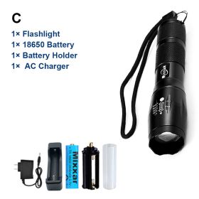 ZK40 EDC Flashlight LED Lantern Tactical LED Torch Waterproof Bicycle Light Camping L2/V6 Zoomable Use 18650 Battery (Body Color: S6 (Bright), Emitting Color: C)