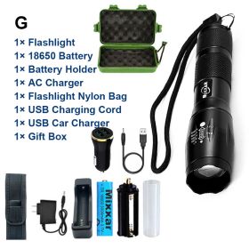 ZK40 EDC Flashlight LED Lantern Tactical LED Torch Waterproof Bicycle Light Camping L2/V6 Zoomable Use 18650 Battery (Body Color: S6 (Bright), Emitting Color: G)