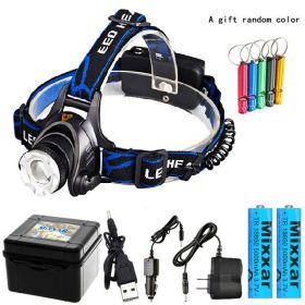 ZK20 Rechargeable Waterproof Flashlight Zoomable 3 Modes LED Head Lamp Work LED Helmet Flash Light Torch Flashlight (Emitting Color: option F)