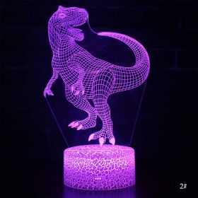 Christmas Kid Gift Remote&Touch Control 3D LED Night Light Dinosaur series 7/16 Colors Change LED Table Desk Lamp Home Decor D30 (Lampshade Color: 2 Dinosaur, Emitting Color: 7Color No Remote)