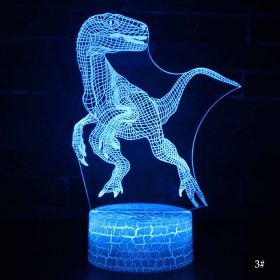 Christmas Kid Gift Remote&Touch Control 3D LED Night Light Dinosaur series 7/16 Colors Change LED Table Desk Lamp Home Decor D30 (Lampshade Color: 3 Velociraptor, Emitting Color: 7Color No Remote)