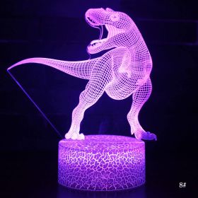 Christmas Kid Gift Remote&Touch Control 3D LED Night Light Dinosaur series 7/16 Colors Change LED Table Desk Lamp Home Decor D30 (Lampshade Color: 8 Tyrannosaurus, Emitting Color: 7Color No Remote)