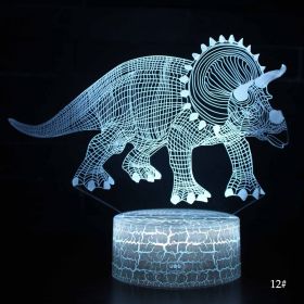 Christmas Kid Gift Remote&Touch Control 3D LED Night Light Dinosaur series 7/16 Colors Change LED Table Desk Lamp Home Decor D30 (Lampshade Color: 12 Triceratops, Emitting Color: 16Color Remote)