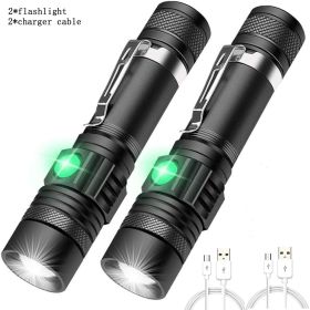 Ultra Bright LED Flashlight With XP-L -V6 LED lamp beads Waterproof Torch Zoomable 4 lighting modes Multi-function USB charging (Body Color: L2-Medium brightness, Emitting Color: Package E)